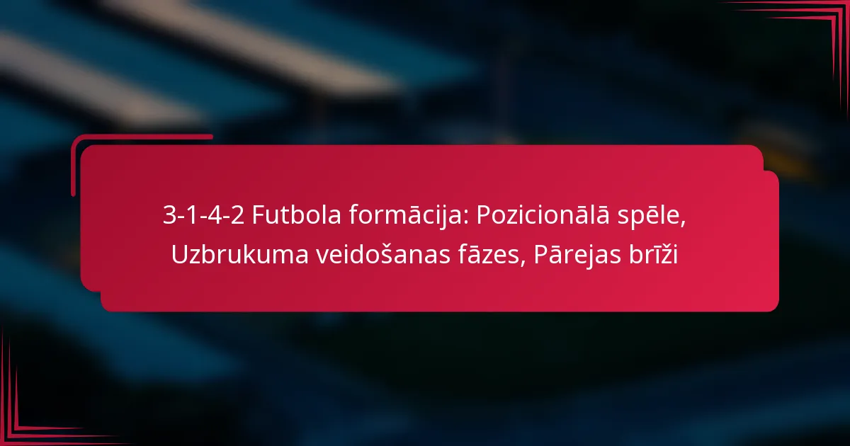 You are currently viewing 3-1-4-2 Futbola formācija: Pozicionālā spēle, Uzbrukuma veidošanas fāzes, Pārejas brīži