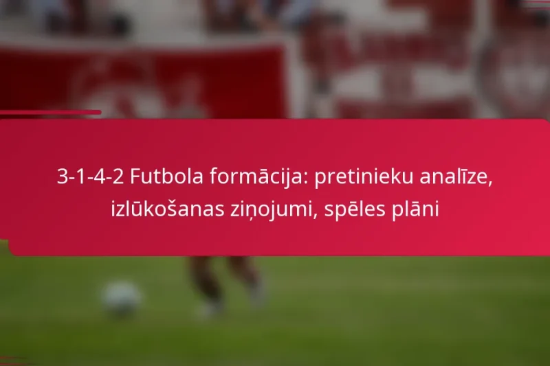 3-1-4-2 Futbola formācija: pretinieku analīze, izlūkošanas ziņojumi, spēles plāni