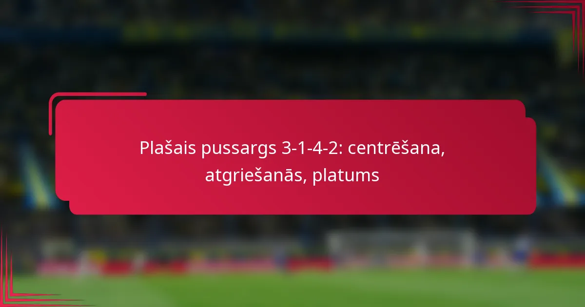 Plašais pussargs 3-1-4-2: centrēšana, atgriešanās, platums