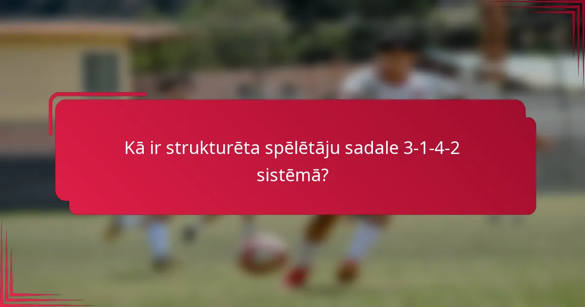Kā ir strukturēta spēlētāju sadale 3-1-4-2 sistēmā?