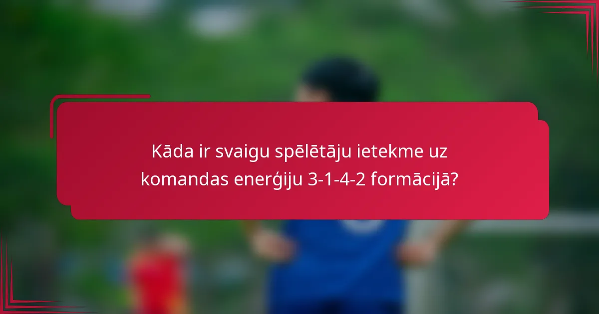 Kāda ir svaigu spēlētāju ietekme uz komandas enerģiju 3-1-4-2 formācijā?