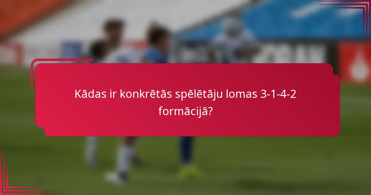 Kādas ir konkrētās spēlētāju lomas 3-1-4-2 formācijā?