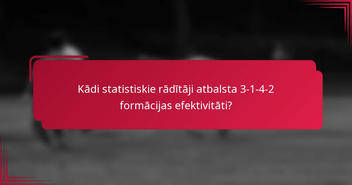 Kādi statistiskie rādītāji atbalsta 3-1-4-2 formācijas efektivitāti?