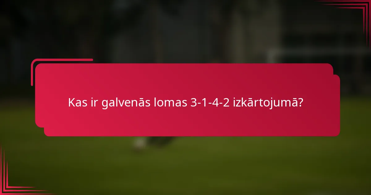 Kas ir galvenās lomas 3-1-4-2 izkārtojumā?